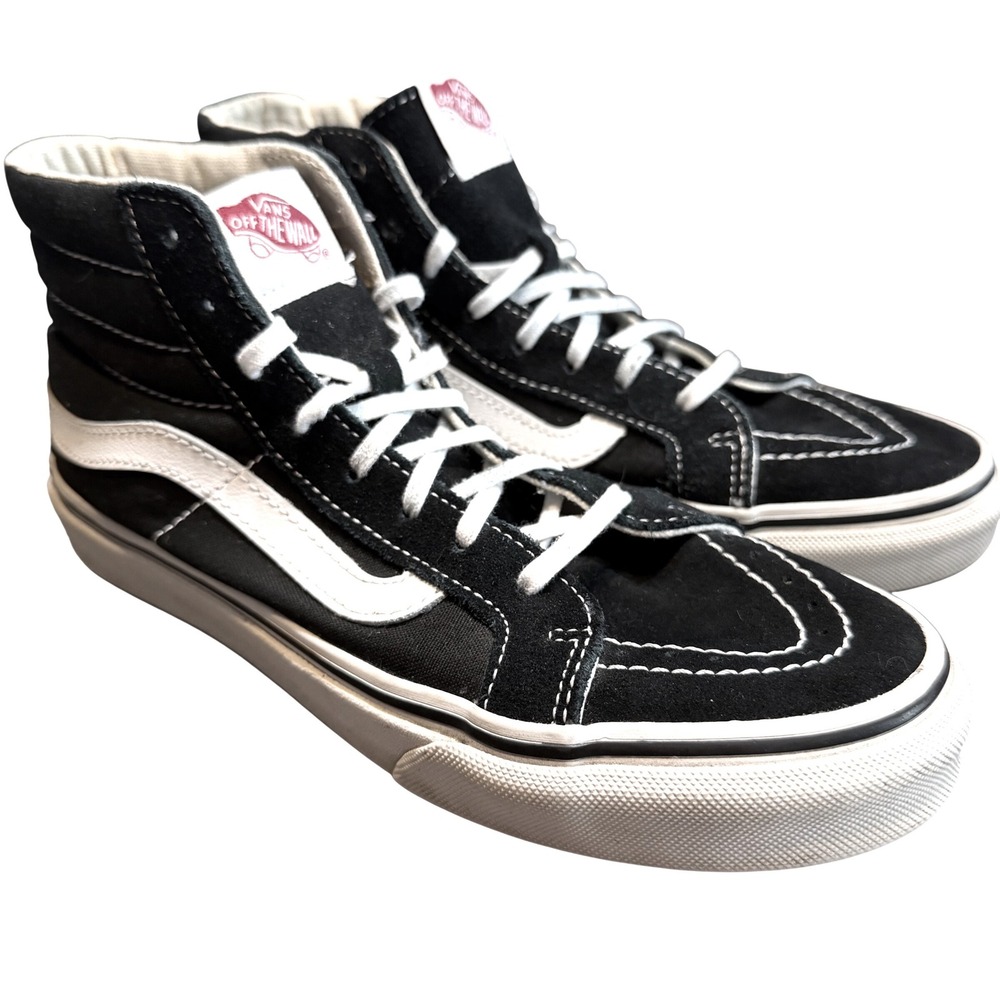 Vans Sk8-Hi Black White High Top Skate Shoes Womens 7 Mens 5.5